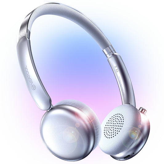 VEATOOL Mini Go Wireless Retro Headphones 100 Hours Playtime Bluetooth 5.4 Wireless ANC Over-Ear Headphones LDAC Hi-Res Wireless Audio Lightweight Wireless On-Ear Headset 70S 80S Style Silver