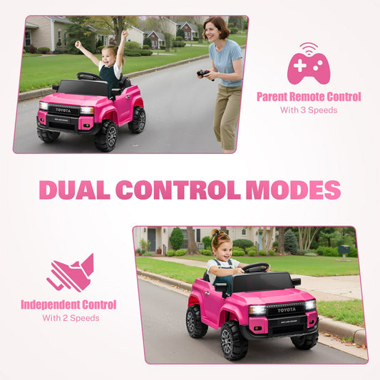 iRerts 12V Electric Ride on Cars, Ride on Toys for Toddlers with Remote Control, Bluetooth, Music, USB Ports, LED Light, 4 Wheel Suspension, Kids Electric Car for Girls Boys Gifts Ages 2-5, Pink