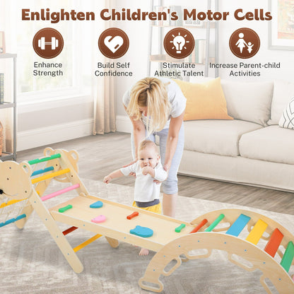 COCLUB Pikler Triangle Climbing Set, 7in1 Toddler Climbing Toys Indoor with Arch&Ramp&Ladder, Climbing Toys for Toddlers 1-3 Inside Gym - Rainbow