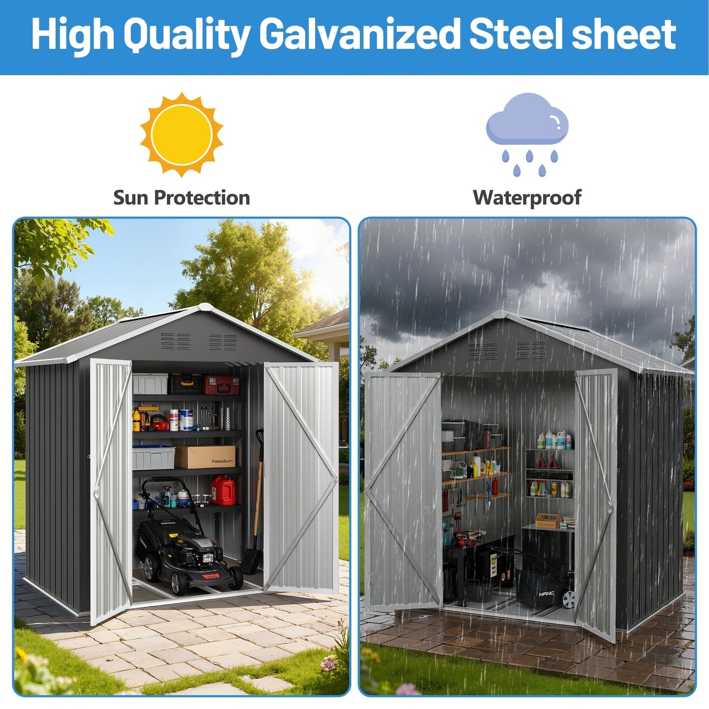 Outdoor Storage Sheds, syngar 6' x 4' Metal Storage Shed, Garden Shed with Lockable Doors, Tools Storage Shed for Backyard, Patio, Lawn, D9094