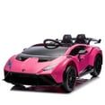 24 Volt Powered Ride on Car, Lamborghini Huracan Sto Ride on Toy with Remote Control, Kids Car Electric Vehicles with Bluetooth Music, LED Light, USB Port, Drift Feature, 360° Spins, Pink
