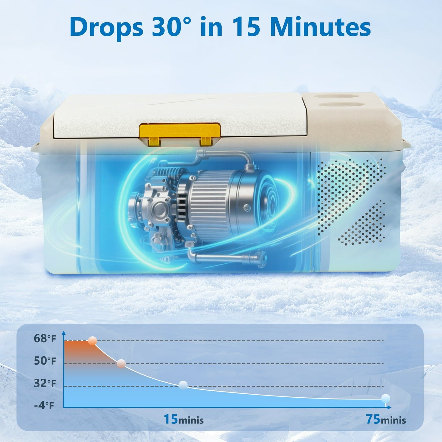 Seizeen 12V Car Refrigerator, 16.8 QT(15.9L) Portable Electric Refrigerator for Outdoor, 12/24V DC & 100-240V AC, 45db Noise, Small Mini Refrigerator for Home & RV Use