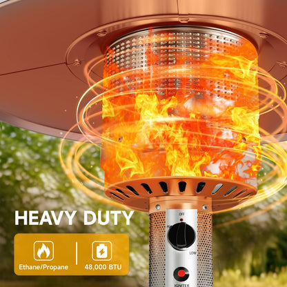 Enyopro 50,000 BTU Patio Heater for Commercial & Residential Use, Propane Outdoor Heavy Duty Heater with Wheels & Adjustable Thermostat, Sliver.