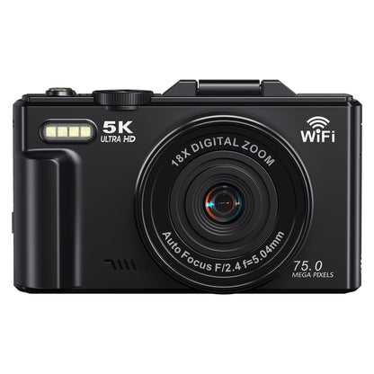MARVUE Digital Camera 5K 75MP WiFi Vlogging Camera for Photography, 18x Zoom, Autofocus, Flip Screen with 32GB Card