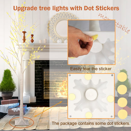 Set of 3 White Birch Trees, SYNGAR 4ft, 5ft and 6ft Christmas Tree with LED Lights, Fits for Christmas Decoration, Home Christmas Lights for Indoor Outdoor Wedding Party Garden, Warm White, D4004