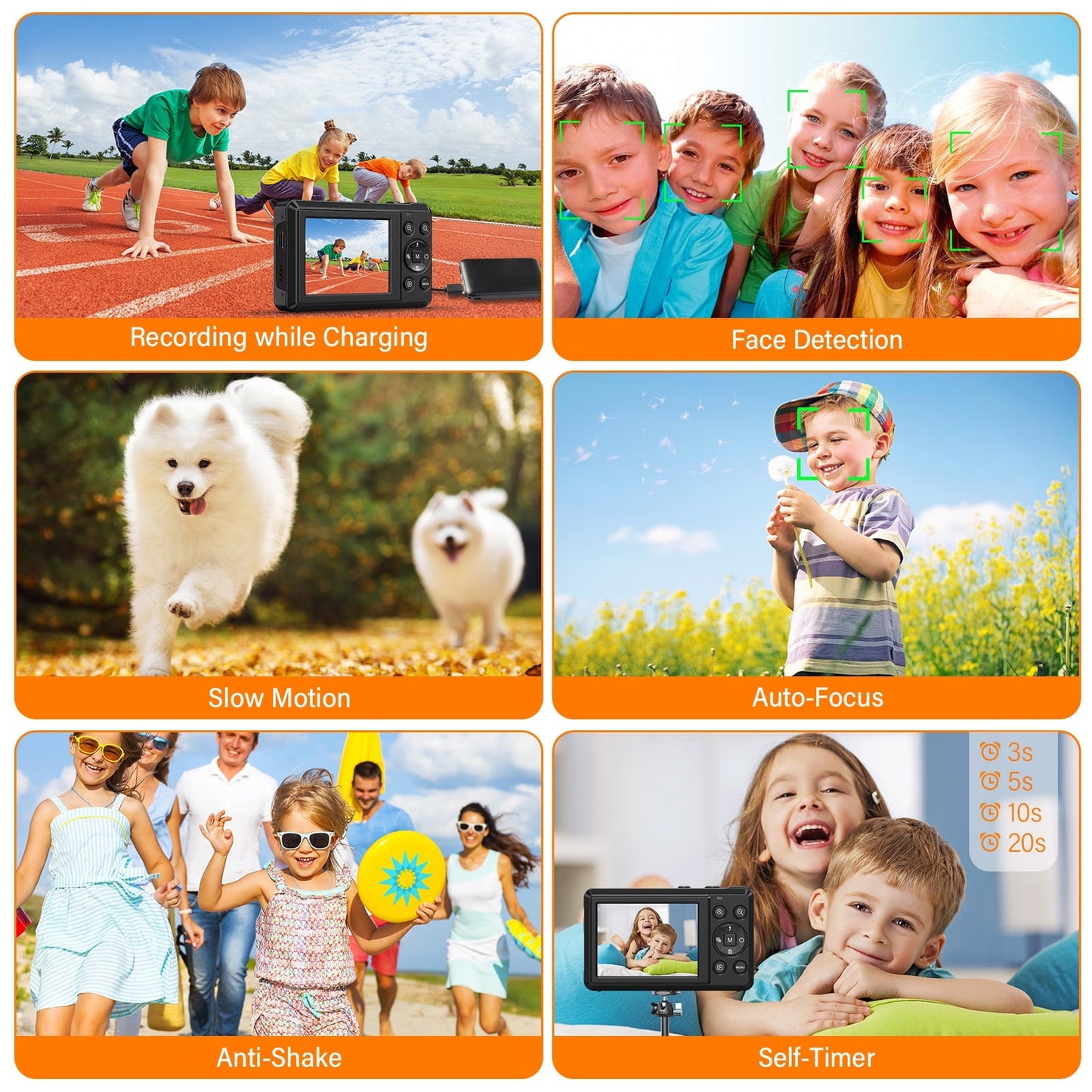 MARVUE Digital Camera 5K UHD 72MP Vlogging Camera, Autofocus Compact Camera with 16X Digital Zoom, Point and Shoot Digital Camera - Black